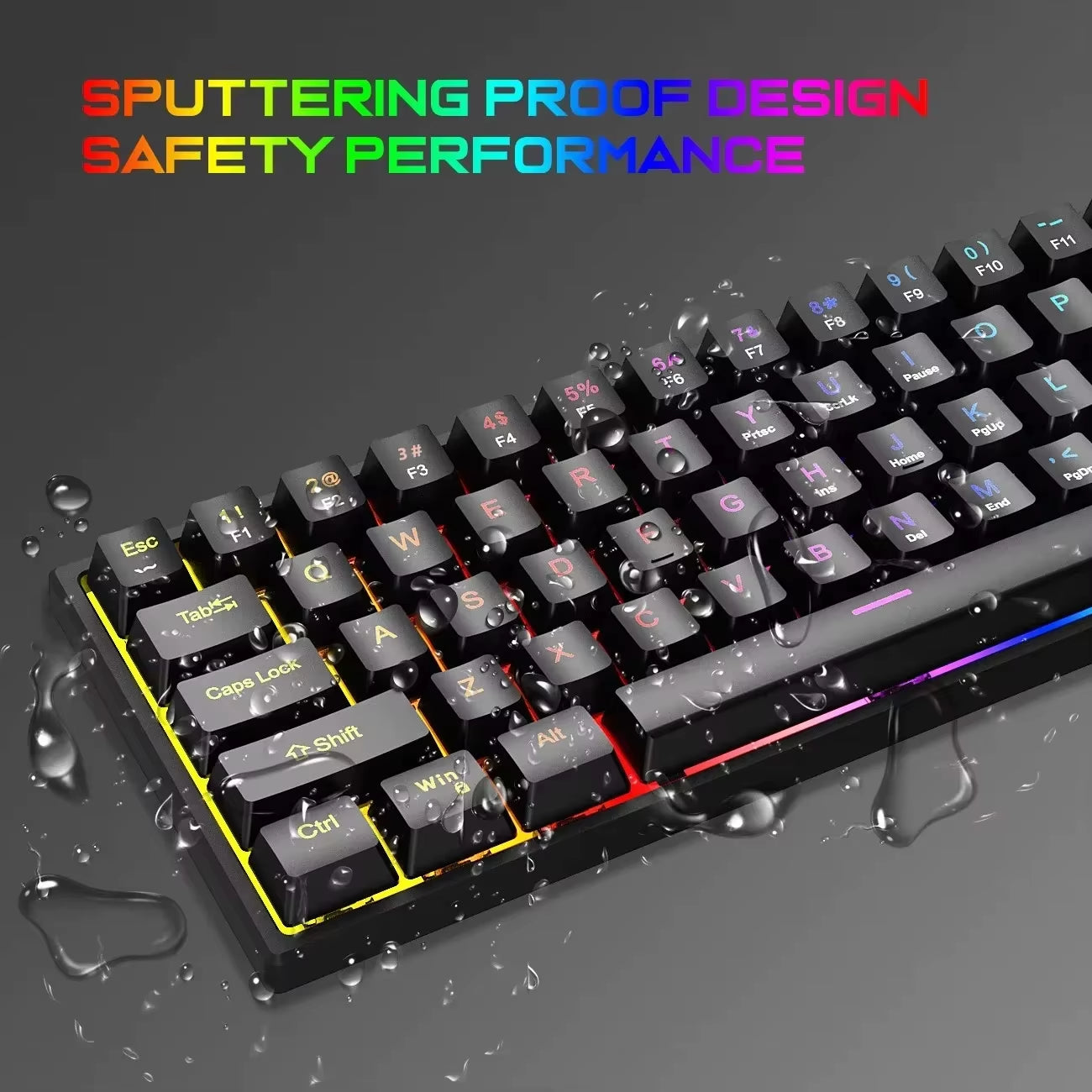 61Key Mini Mechanical Keyboard Wired Gamer Keyboard Switch Backlit Cyan Axis Keycaps Keyboard Ergonomic Keyboard for PC Laptop