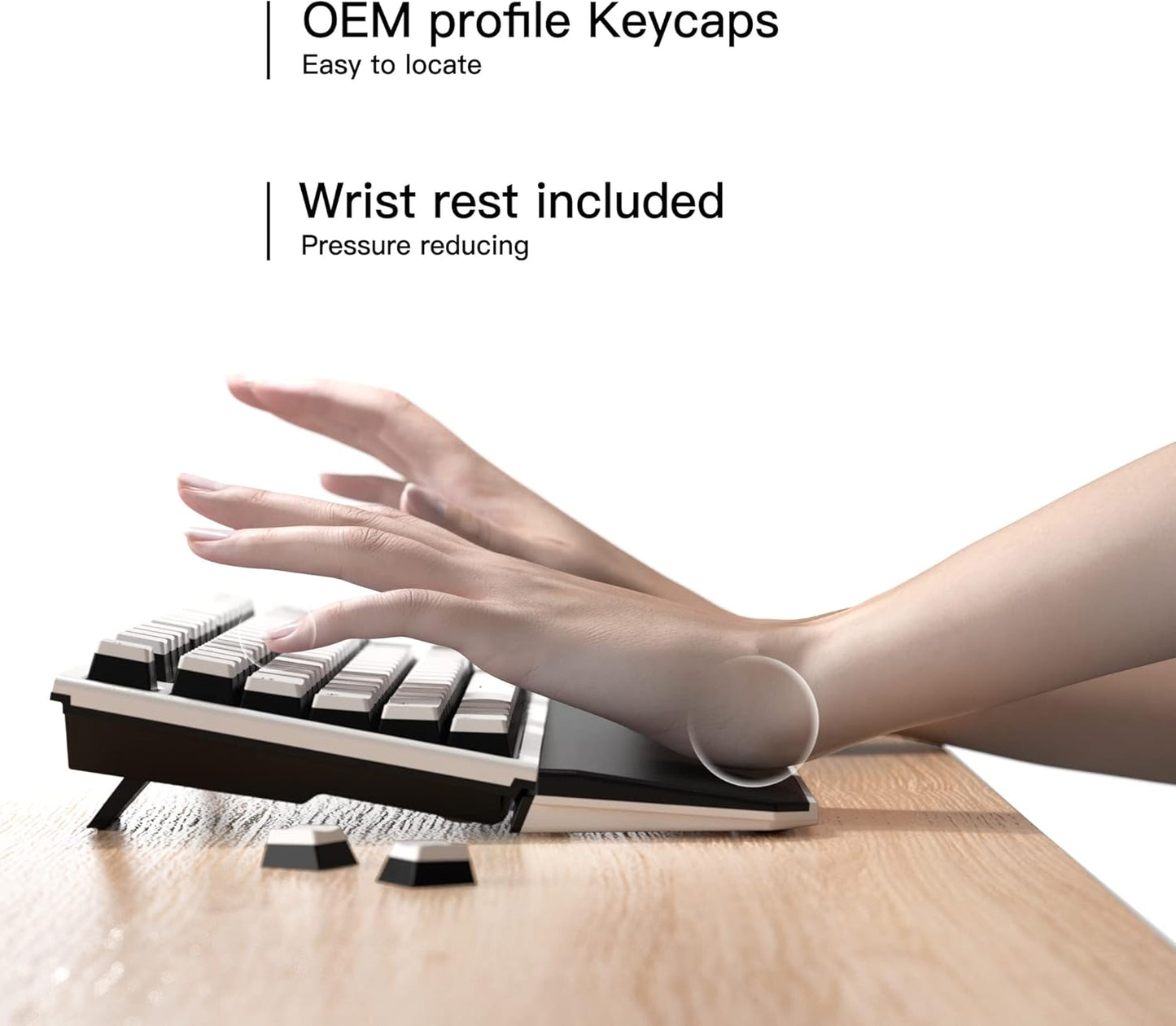 X3 Wireless Mechanical Keyboard TKL 87 Keys, Kailh Box 3.0 Blue Switch, Ergonomic, N-Key Rollover, Backlit Gaming Keyboard with Wrist Rest for Pc/Tablet/Ps/Xbox/Mac/Laptop