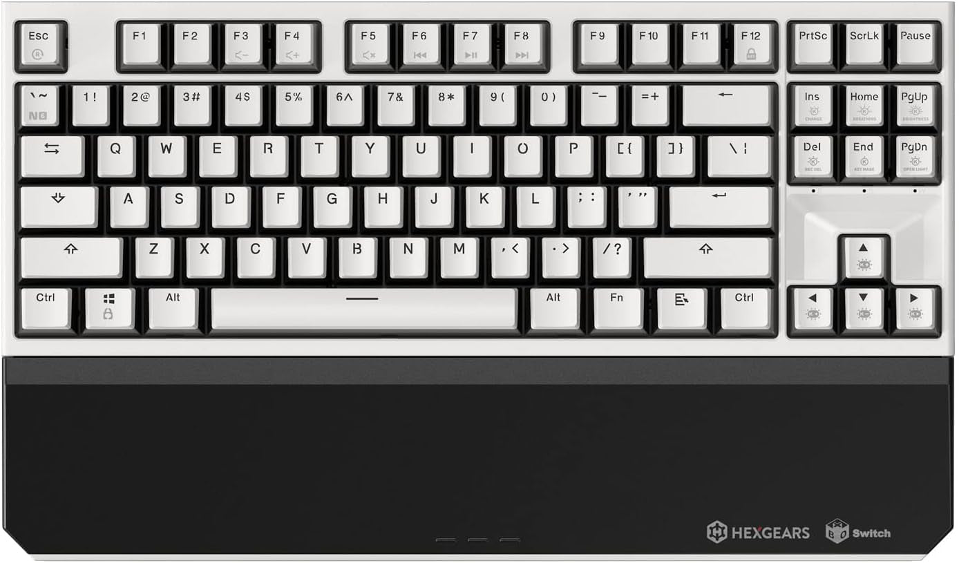 X3 Wireless Mechanical Keyboard TKL 87 Keys, Kailh Box 3.0 Blue Switch, Ergonomic, N-Key Rollover, Backlit Gaming Keyboard with Wrist Rest for Pc/Tablet/Ps/Xbox/Mac/Laptop