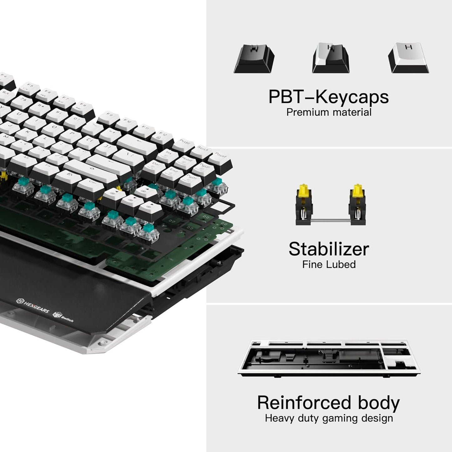 X3 Wireless Mechanical Keyboard TKL 87 Keys, Kailh Box 3.0 Blue Switch, Ergonomic, N-Key Rollover, Backlit Gaming Keyboard with Wrist Rest for Pc/Tablet/Ps/Xbox/Mac/Laptop